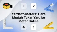 Tukar yards to meters dengan mudah dan tepat. Gunakan penukar yards ke meter online lengkap dengan formula, jadual cepat, dan contoh kiraan sebenar. Percuma & pantas!