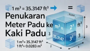 Penukar Meter Padu ke Kaki Padu Formula Lengkap