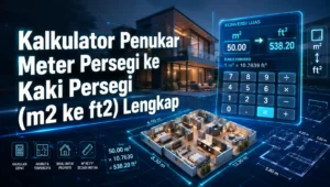 Kalkulator Penukar Meter Persegi ke Kaki Persegi (m2 ke ft2) Lengkap